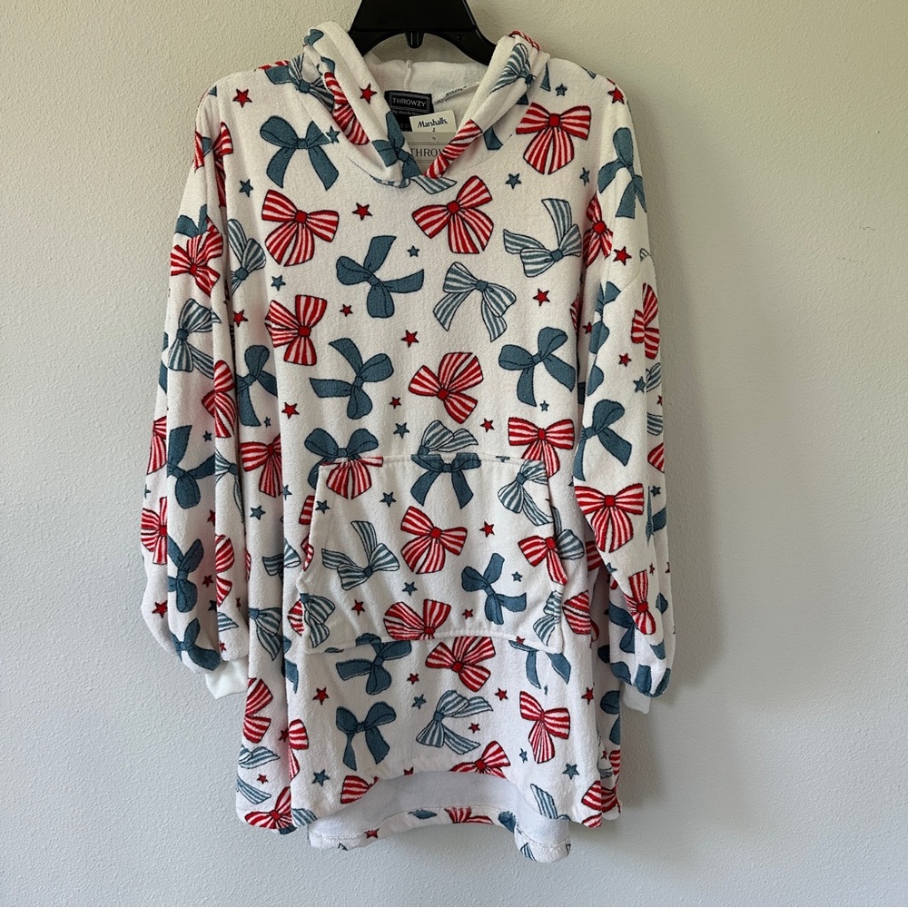 Cozy Hooded Swim Coverup with Bow Print